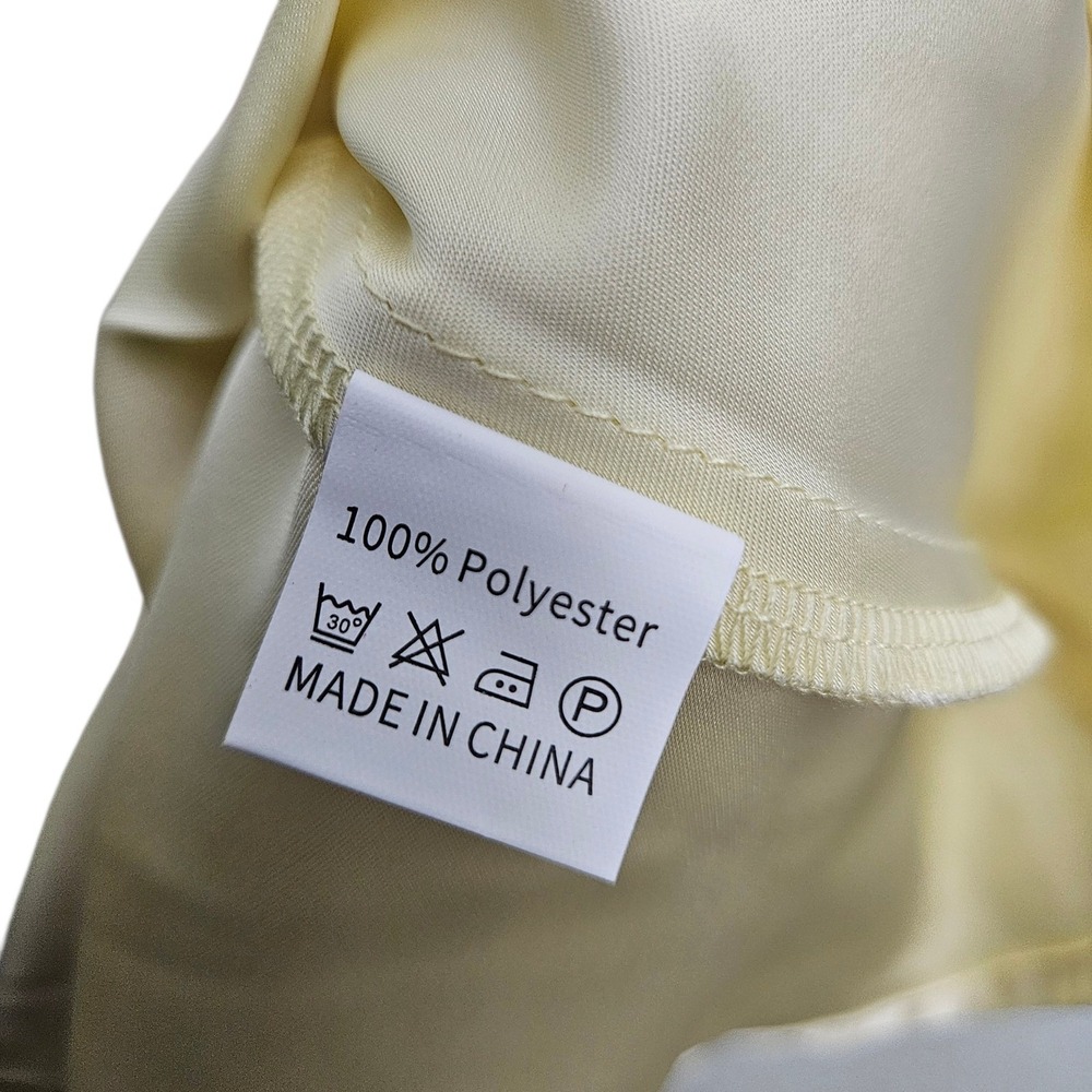 Satin Babydoll Maxi Slip Dress XL Butter Yellow Crisscross Formal Indie Sleeze - Picture 12 of 13